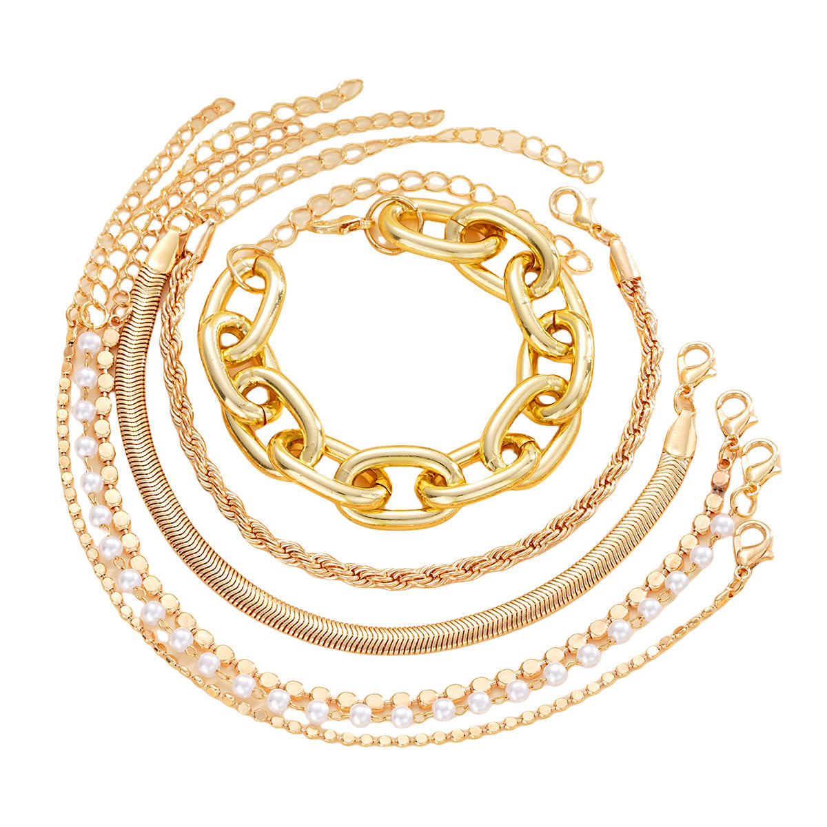 Pearl Twist Chain Bracelet Set