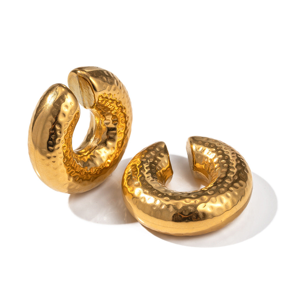 Rough Textured Cylindrical Hollow Hoop Ear Clip