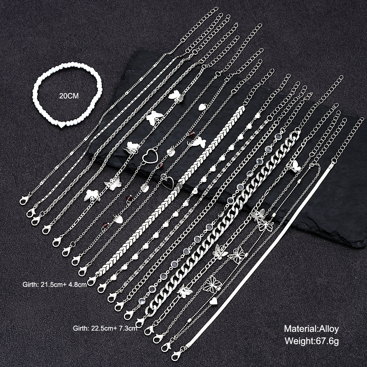 ins butterfly love multi-layer anklet set