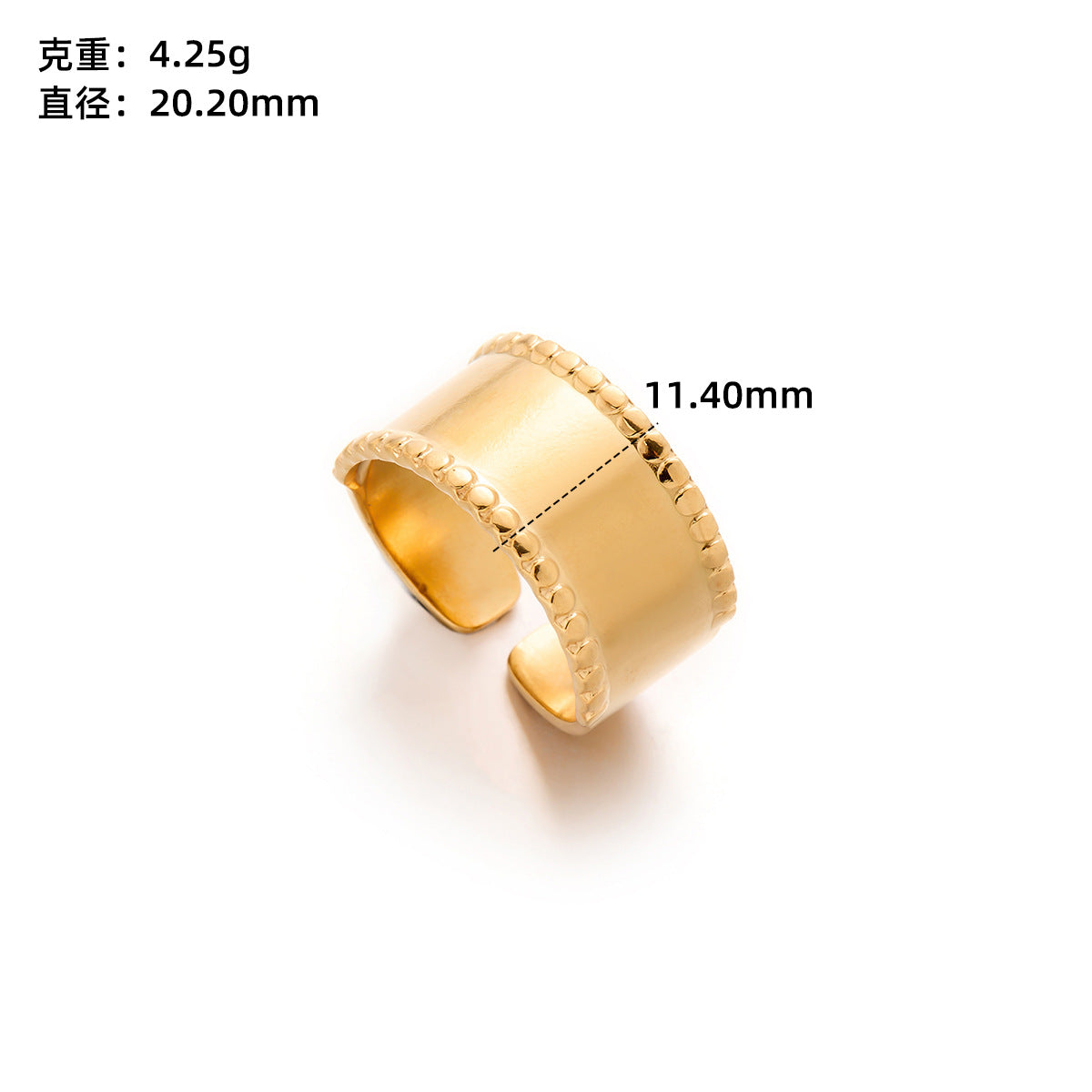 Retro Wide-Pleated Heart Titanium Steel Ring — 18K Gold Plated