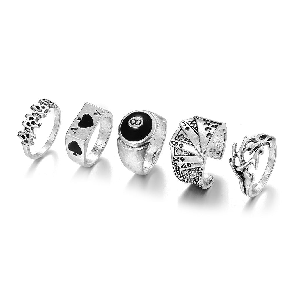 Spade Playing Card Ring Set