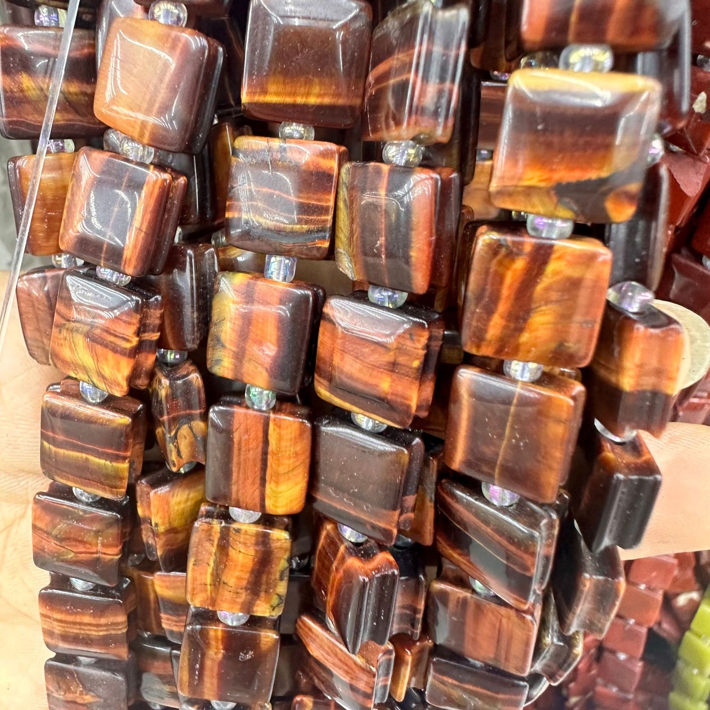 Contas de cristal em formato quadrado, contas soltas 