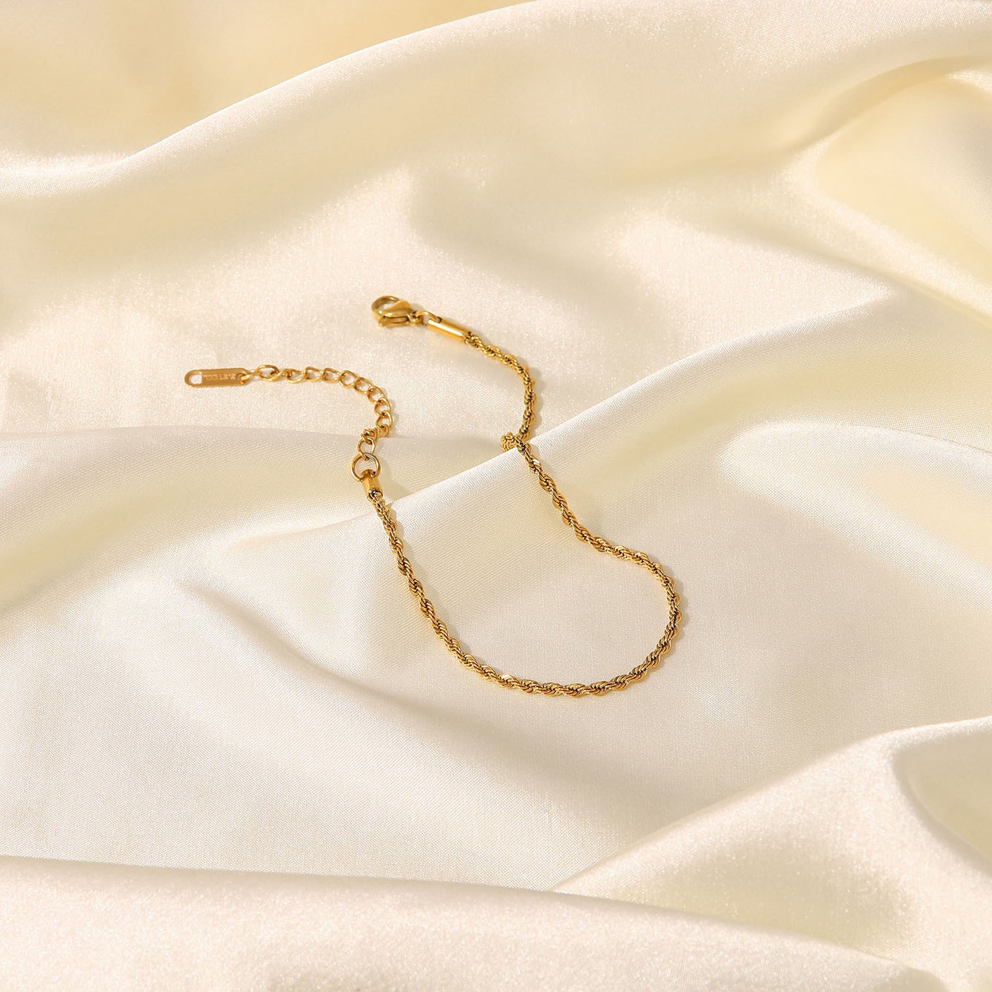 2mm thick gold twist chain anklet