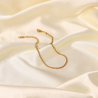 2mm thick gold twist chain anklet