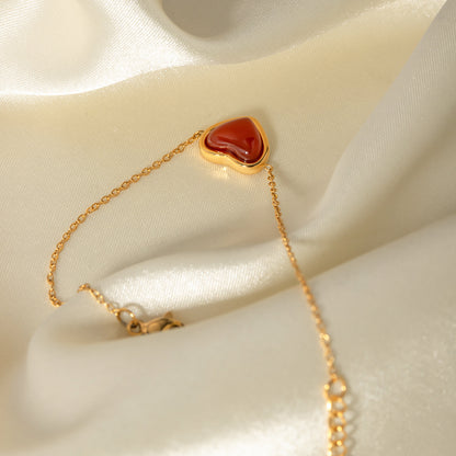 Red agate heart bracelet