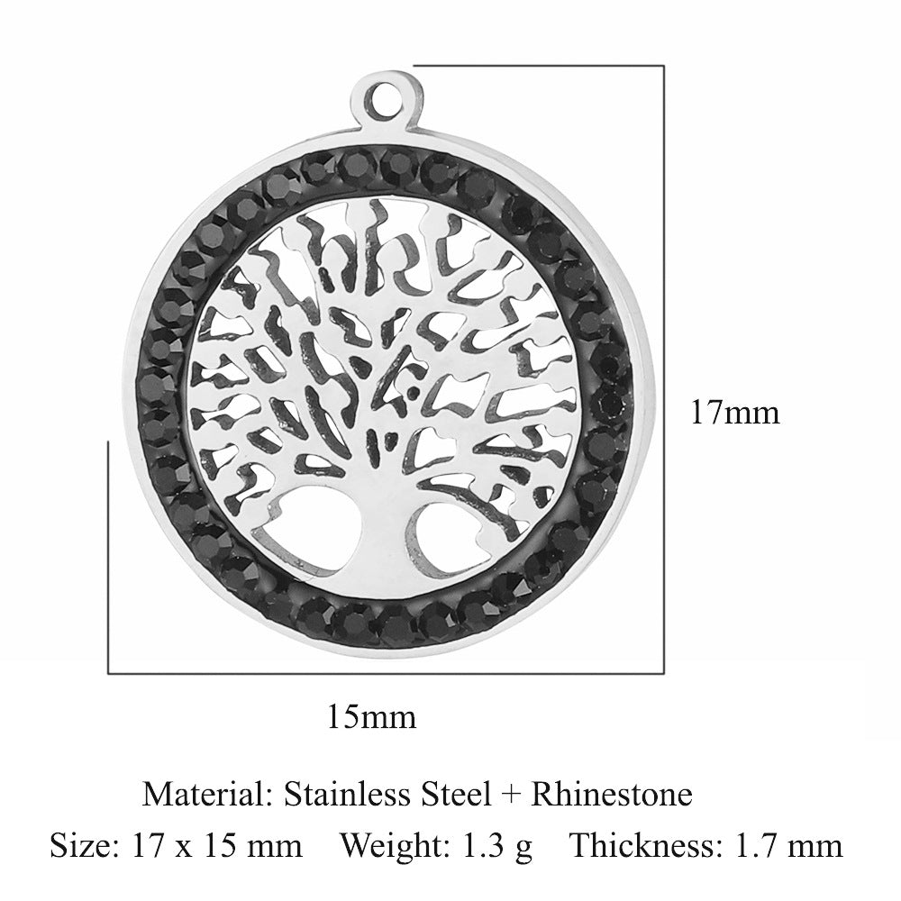 Colgante de acero inoxidable con forma de rosa del árbol de la vida 
