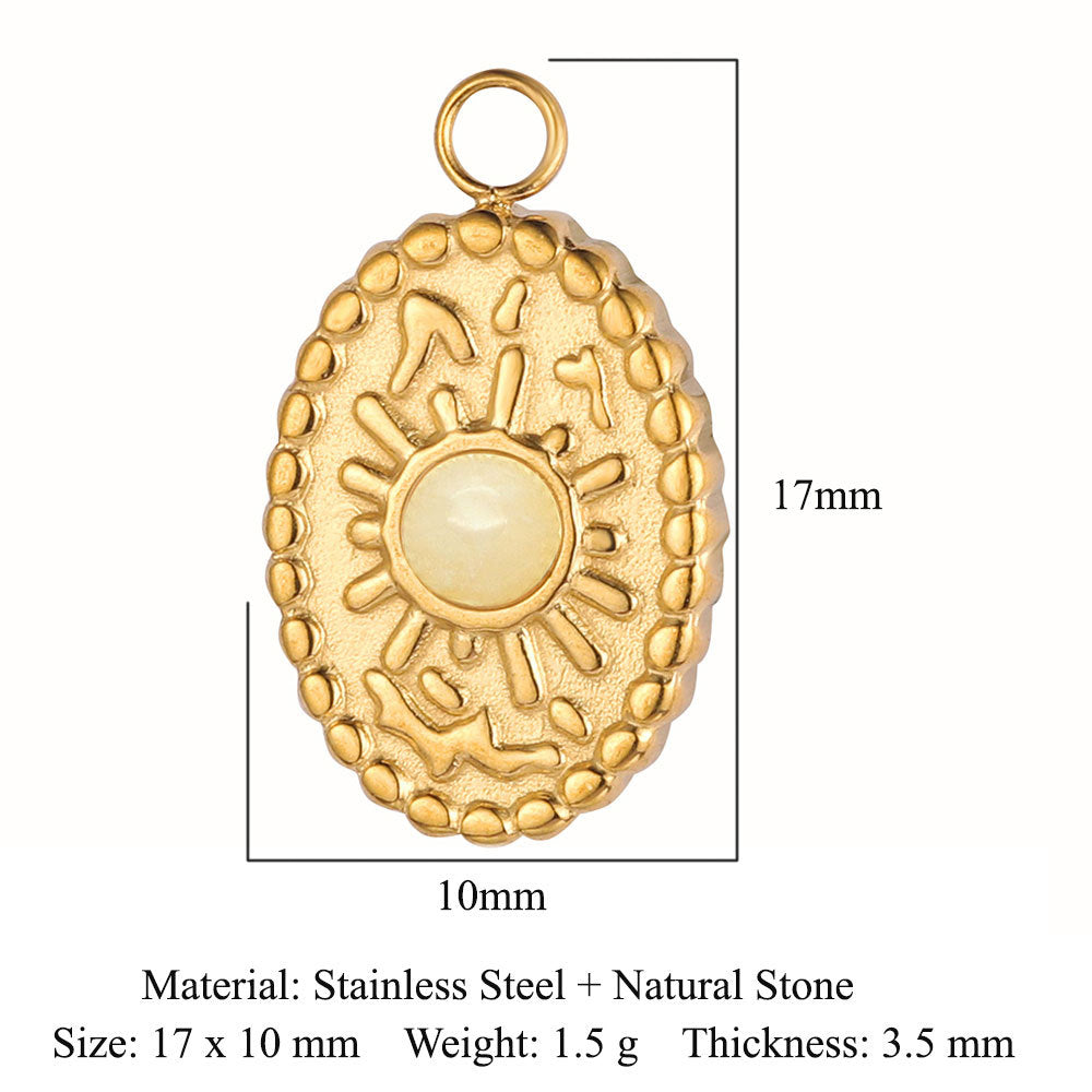 Sun ruby turquoise stainless steel pendant