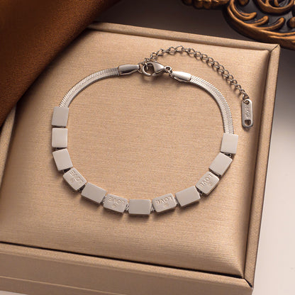 Pulseira Love Cube em aço de titânio: sofisticada, sem desbotamento, popular na Europa e na América 