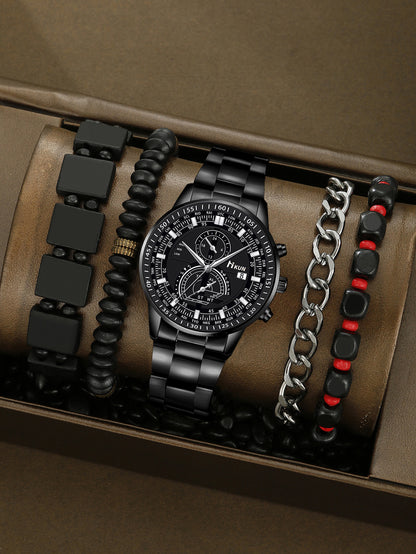 Alloy Watch Crown Beaded Turquoise Set