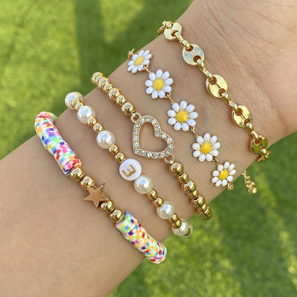 Stacked love beaded bracelet