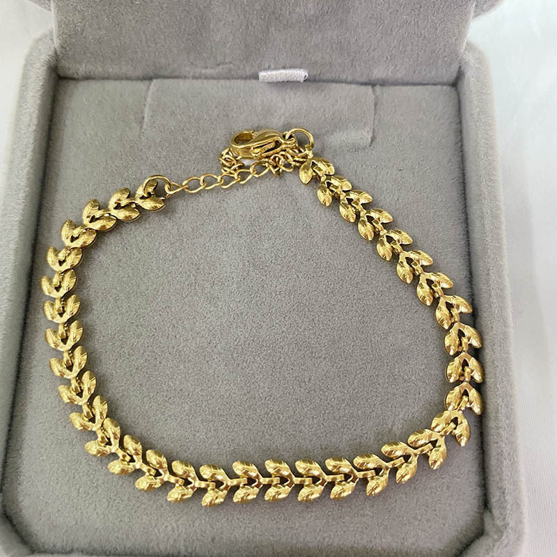 Women's French Light-Luxury Wheat Chain Titanium Steel Bracelet