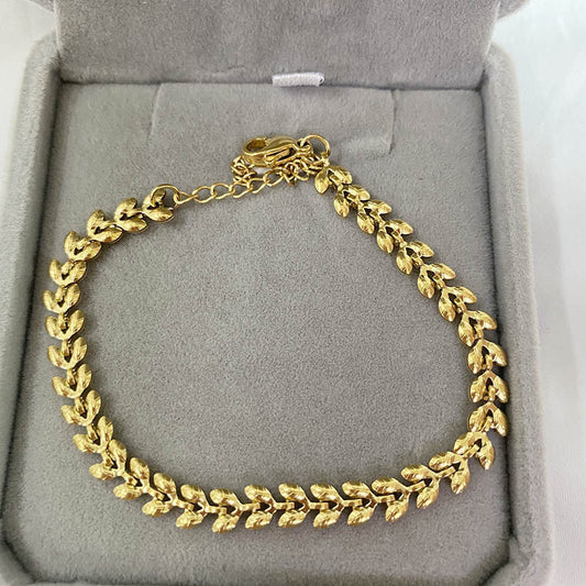 Women's French Light-Luxury Wheat Chain Titanium Steel Bracelet