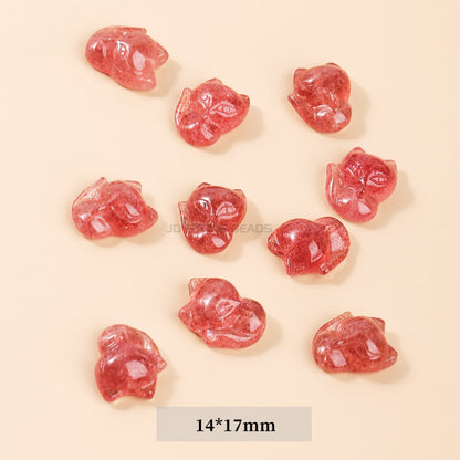Gray Moonlight Pixiu Red Strawberry Crystal Pendant