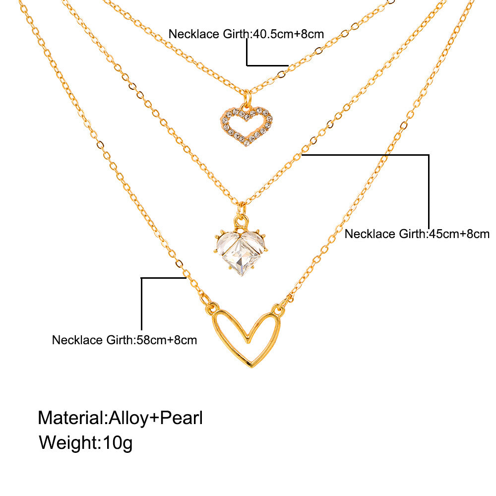 Multi-Layered Hollow Heart Snake Chain Necklace