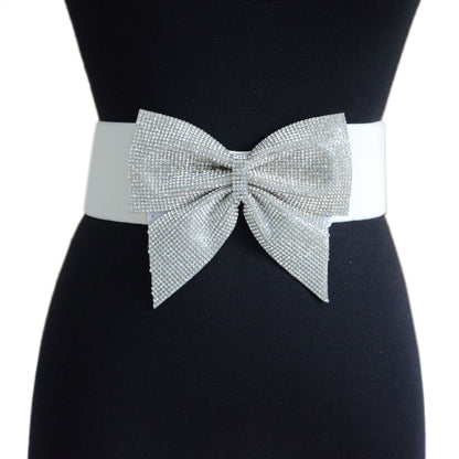 Rhinestone inlaid bow belt