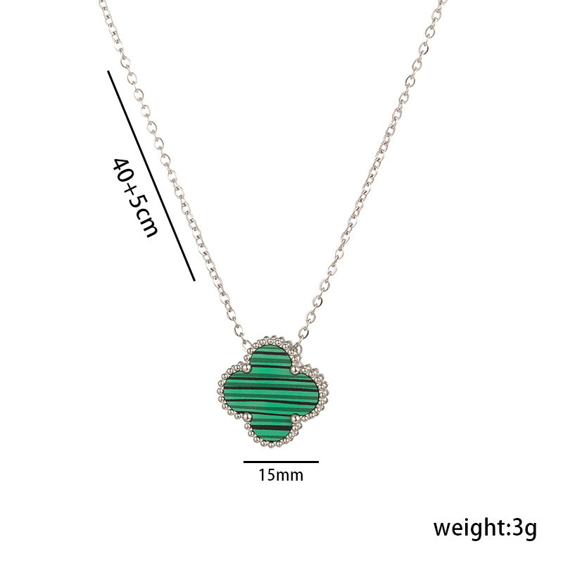 High-Quality Double-Sided Clover Necklace, Titanium Steel