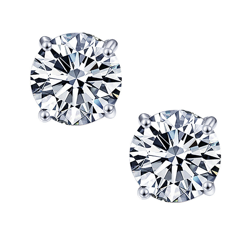 Temperamental diamond teardrop-shaped four-claw earrings