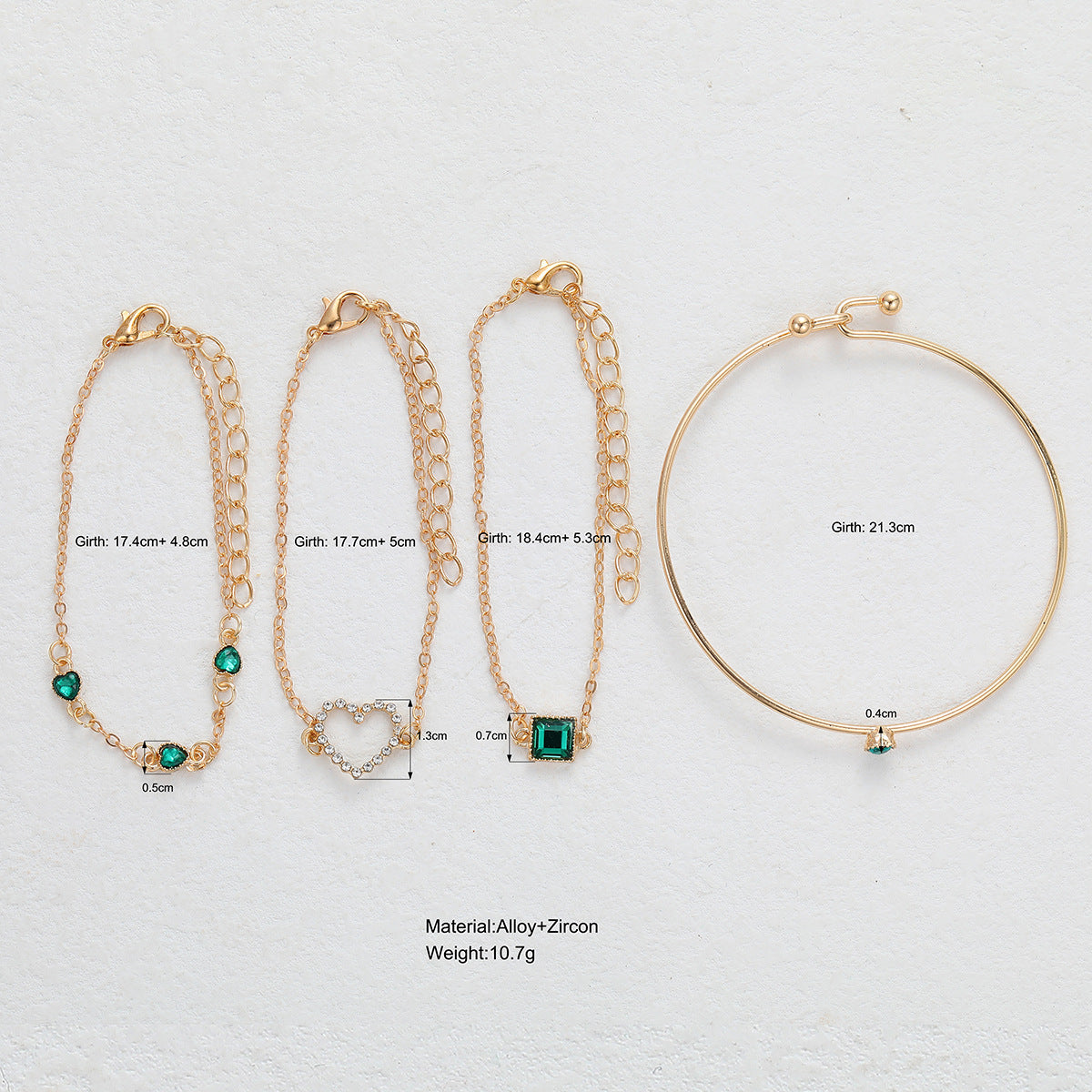 Heart Bracelet Set 4 Pieces