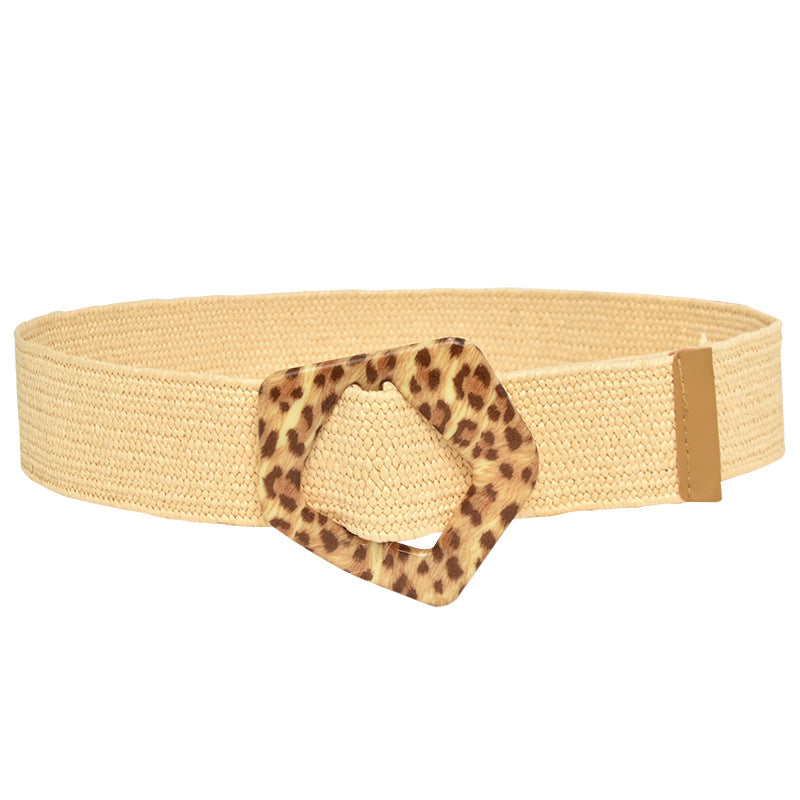 Round Braided Resin Buckle Ladies Belt
