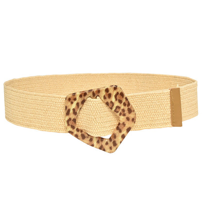 Round Braided Resin Buckle Ladies Belt