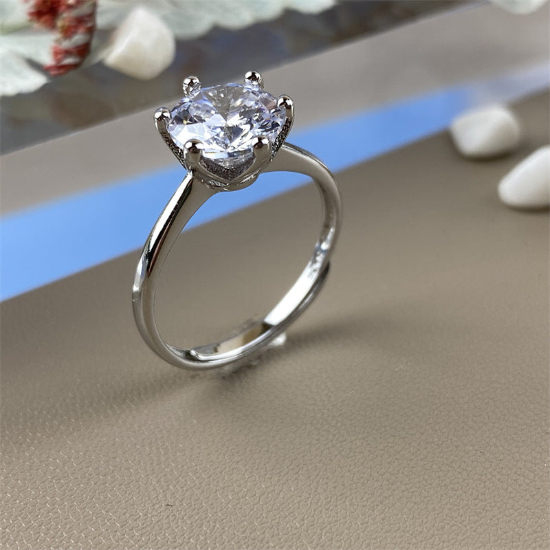 Women's Double Star Zircon Open Adjustable Ring