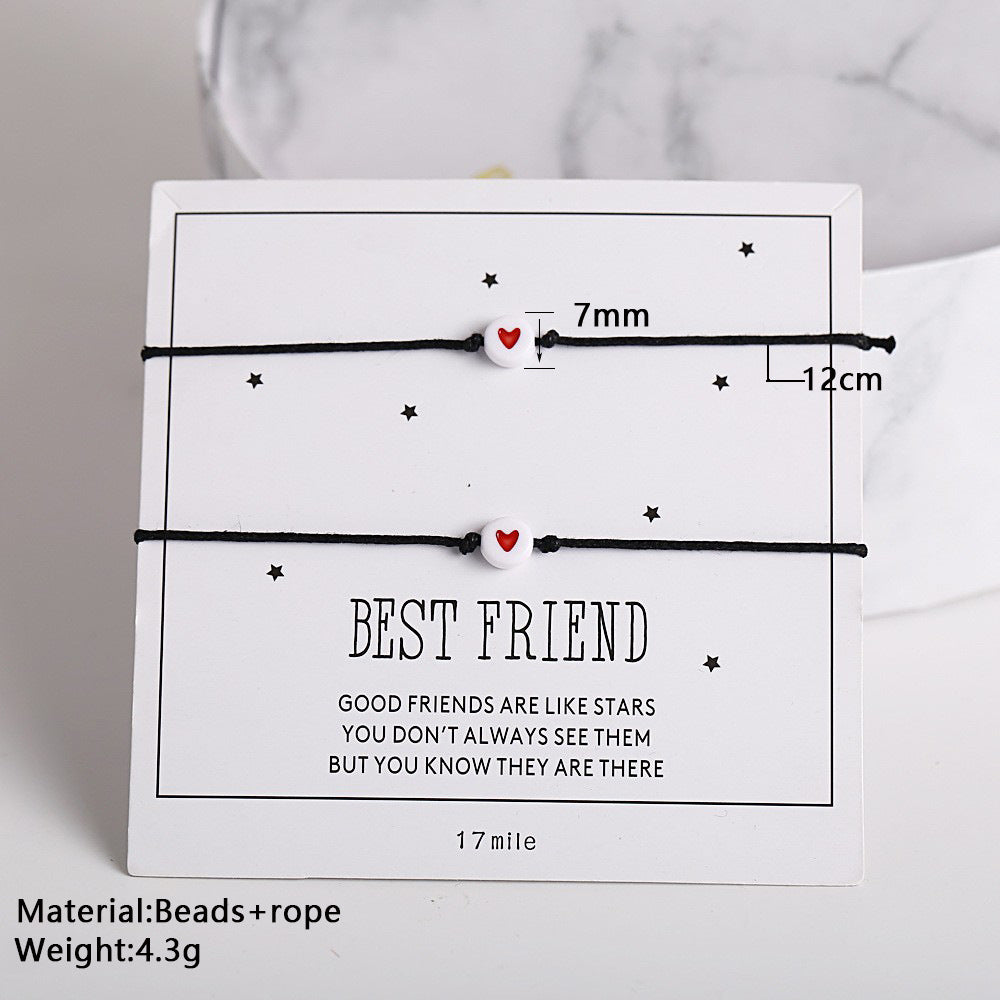 Retro Love White Bead Couple Bracelet