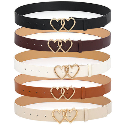 Peach heart double buckle belt woman
