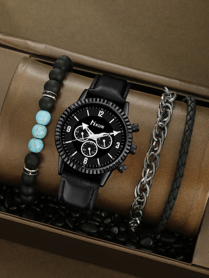 Sports Watch Beaded Bracelet Set