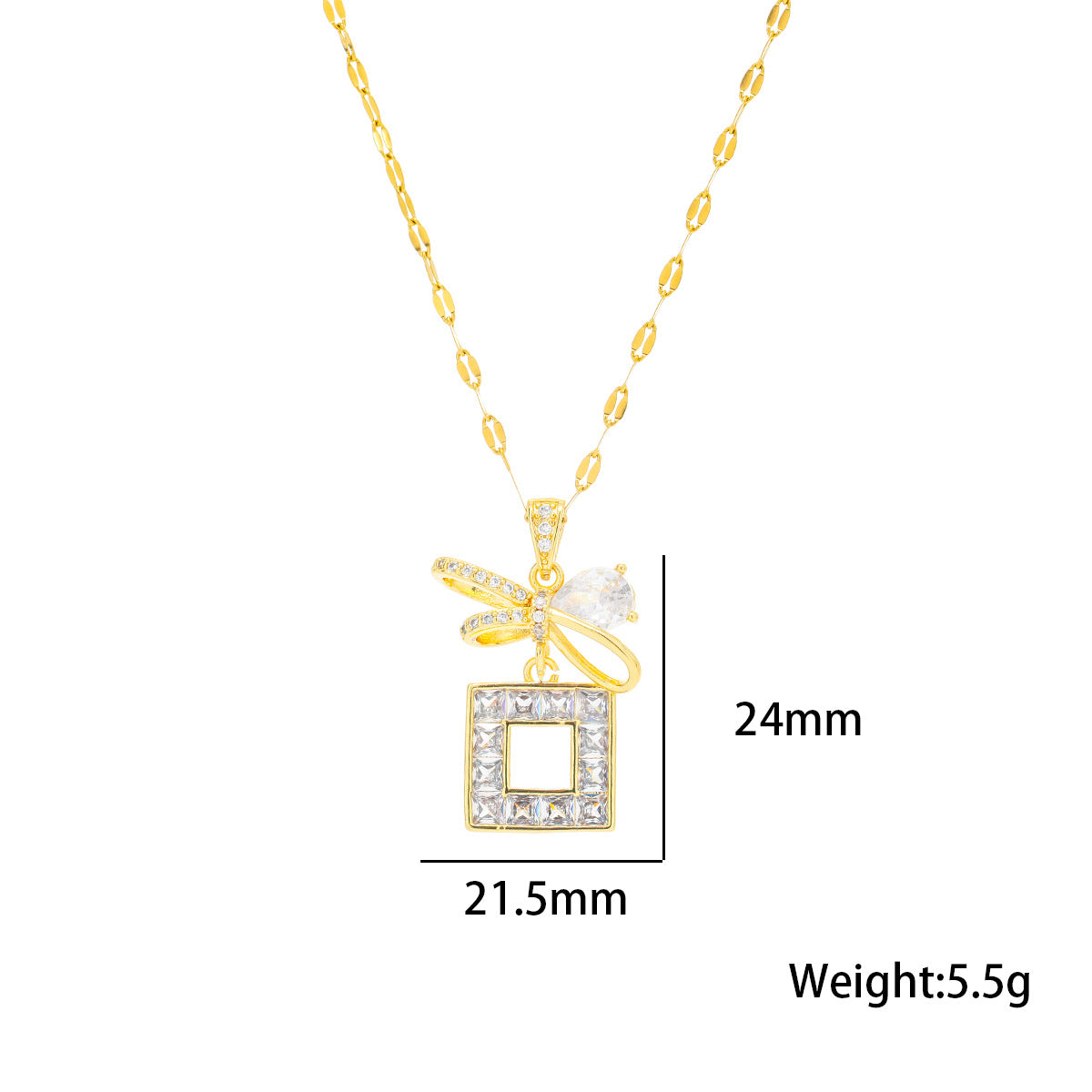 Colorful Zircon Geometric Pendant Necklace Set