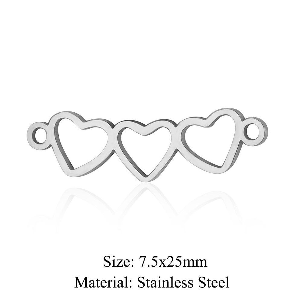 5 pcs/pack, love electrocardiogram, titanium steel pendant, peach heart DIY.