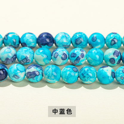 Perlas sueltas de piedra de color lluvia de color sintético, cuentas de jade 