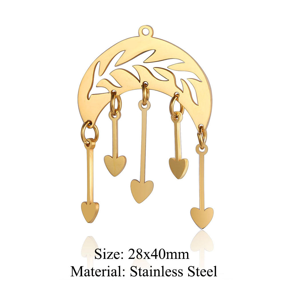 5 pcs/pack flower fringed titanium steel pendant