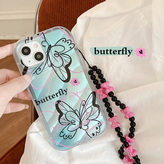 Apple 15 Pro Wave Blue-Black Butterfly iPhone X/12 Bracelet