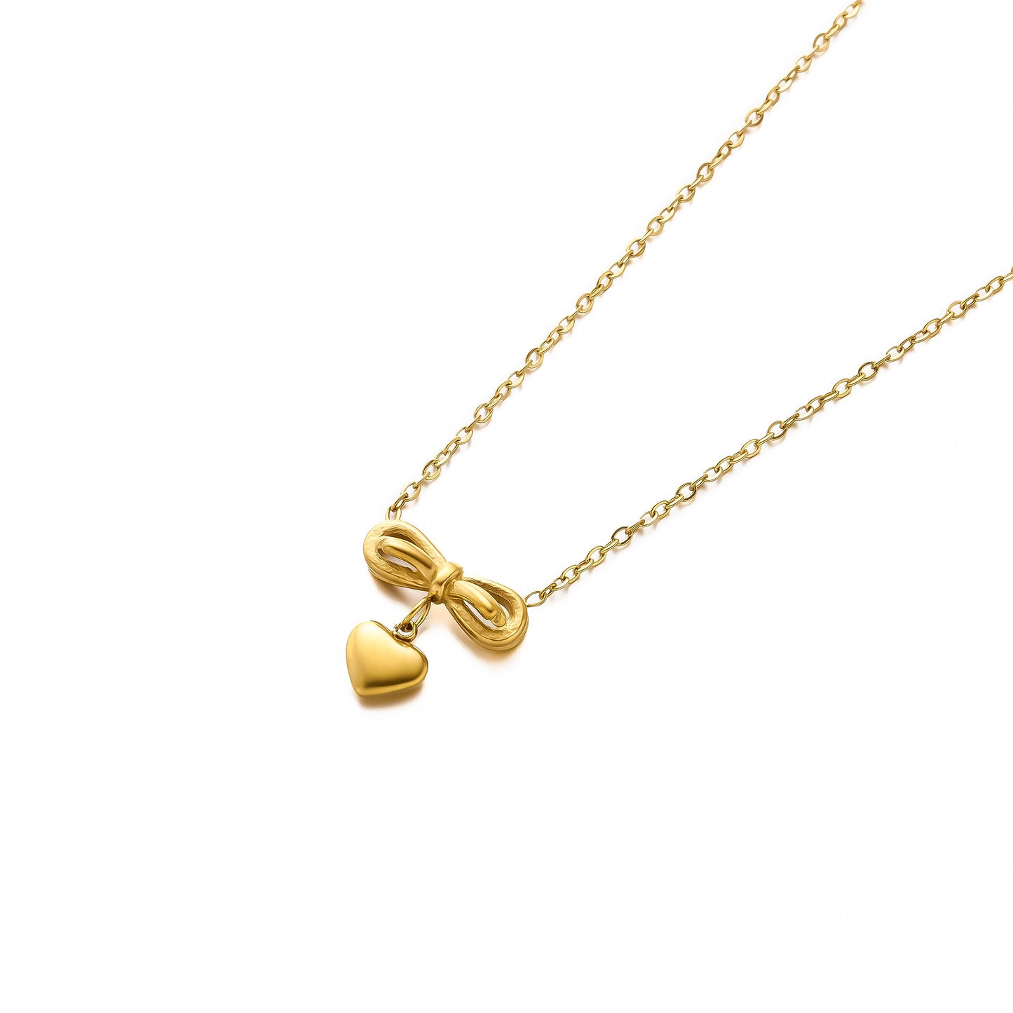 Titanium Steel Bow Love Necklace Set