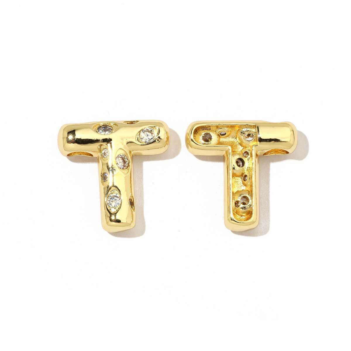 18K real gold copper inlaid zircon 26 letter pendant.