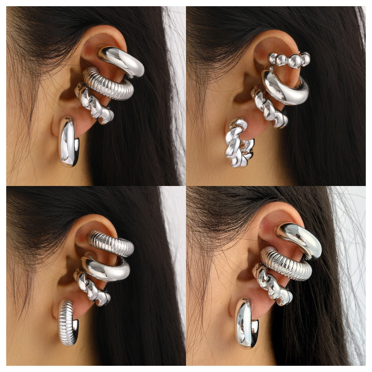 C-Shaped Hollow Ear Clips Set