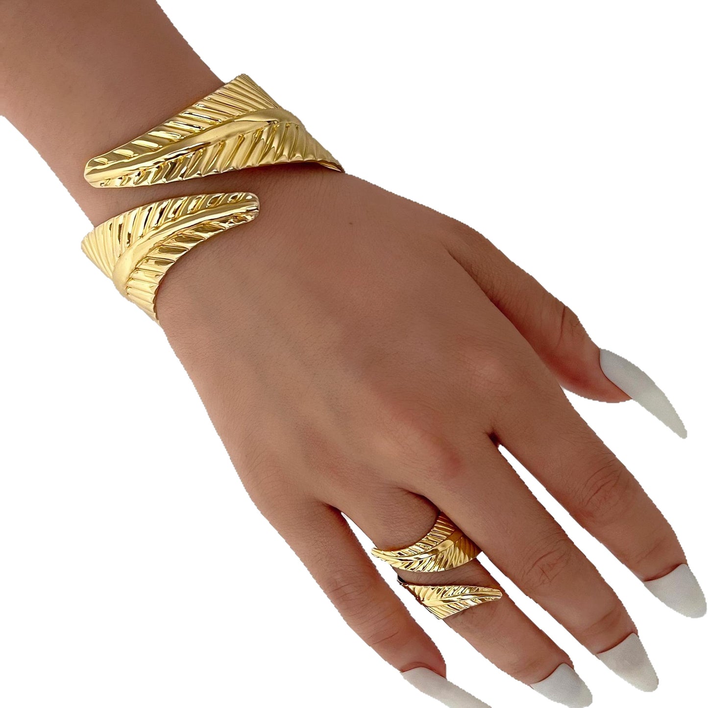 Gold Punk Bracelet & Ring Set