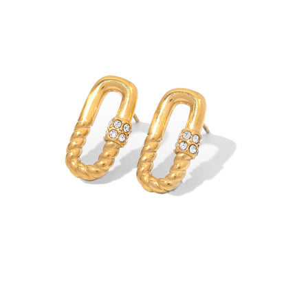 Rectangular Twisted Zirconia Earrings