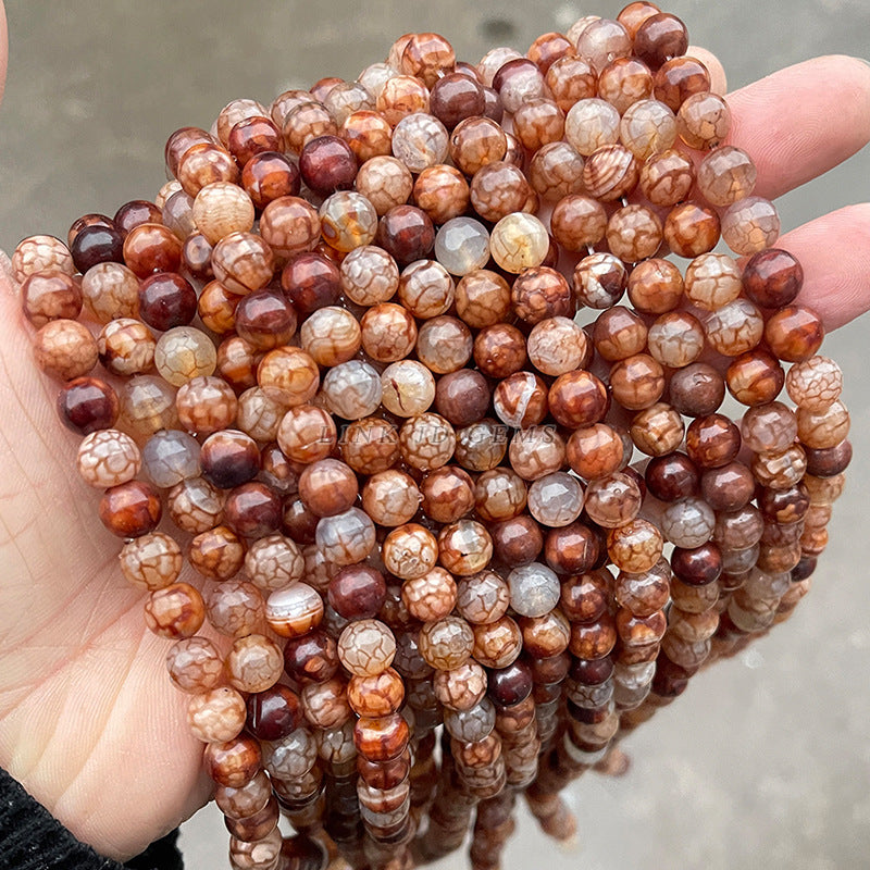 Brown ice crack popping agate beads