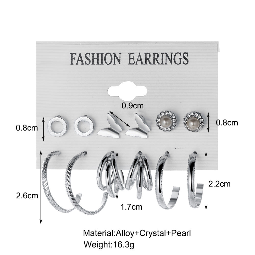 6-Pair C-Shaped Earring Set