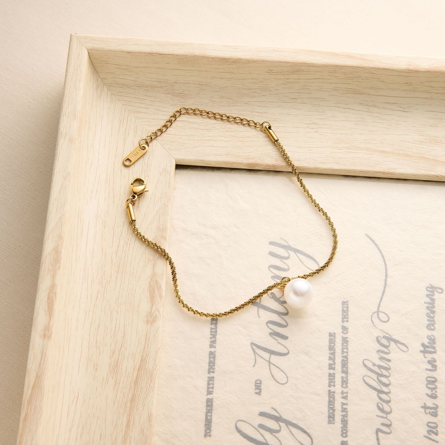 Gold Pearl Chain Bracelet