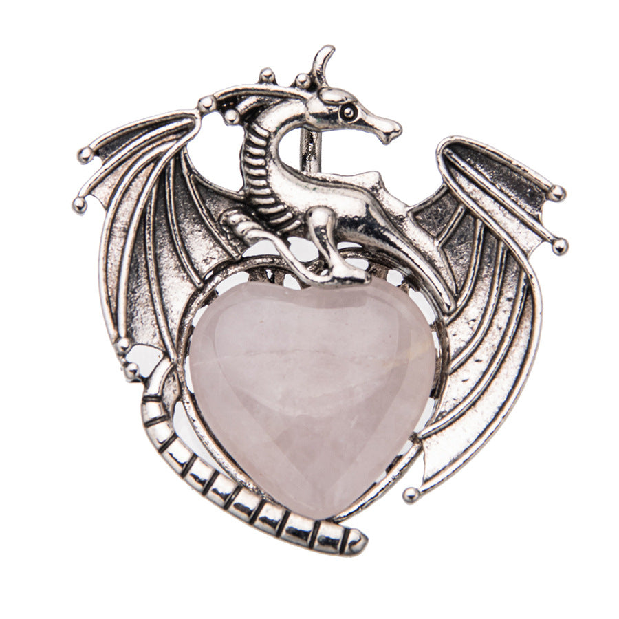Colgante de cristal en forma de corazón de pterosaurio de dragón volador vintage 