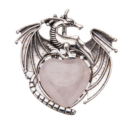 Colgante de cristal en forma de corazón de pterosaurio de dragón volador vintage 