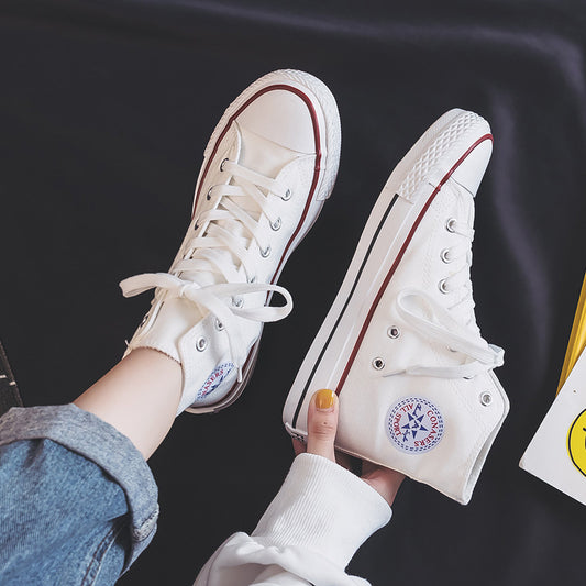 1 zapatillas de lona coreanas: zapatos blancos informales para estudiantes 