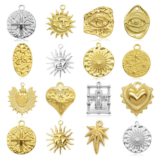 3pcs/pack Stainless steel geometric love sun pendant