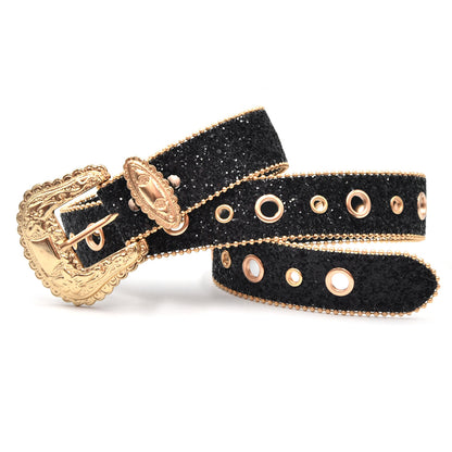 Rhinestone belt female ins design sense