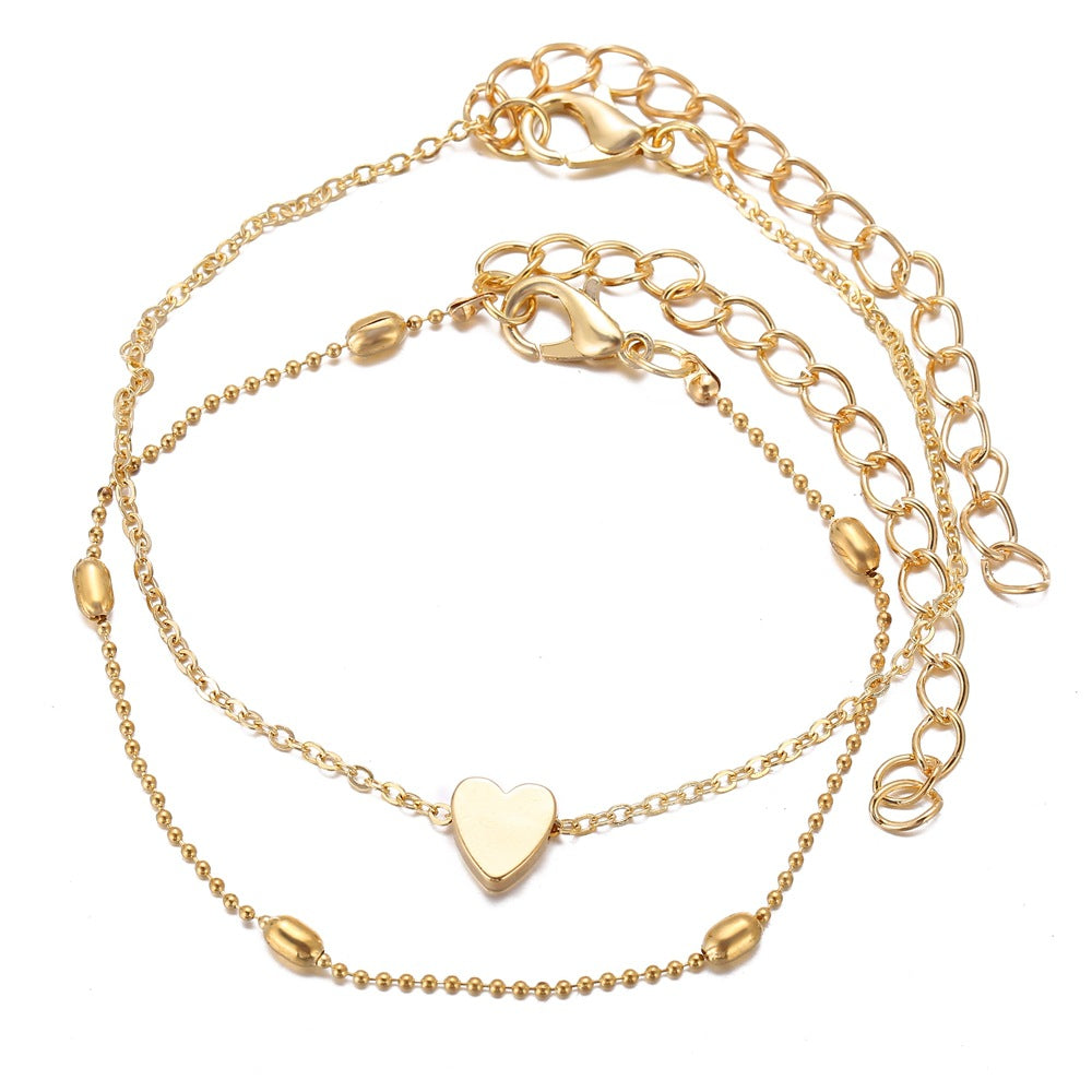 Double-Layer Heart Anklet