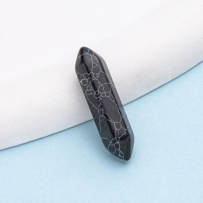 Colar de pingente de coluna hexagonal de ponta dupla de cristal 