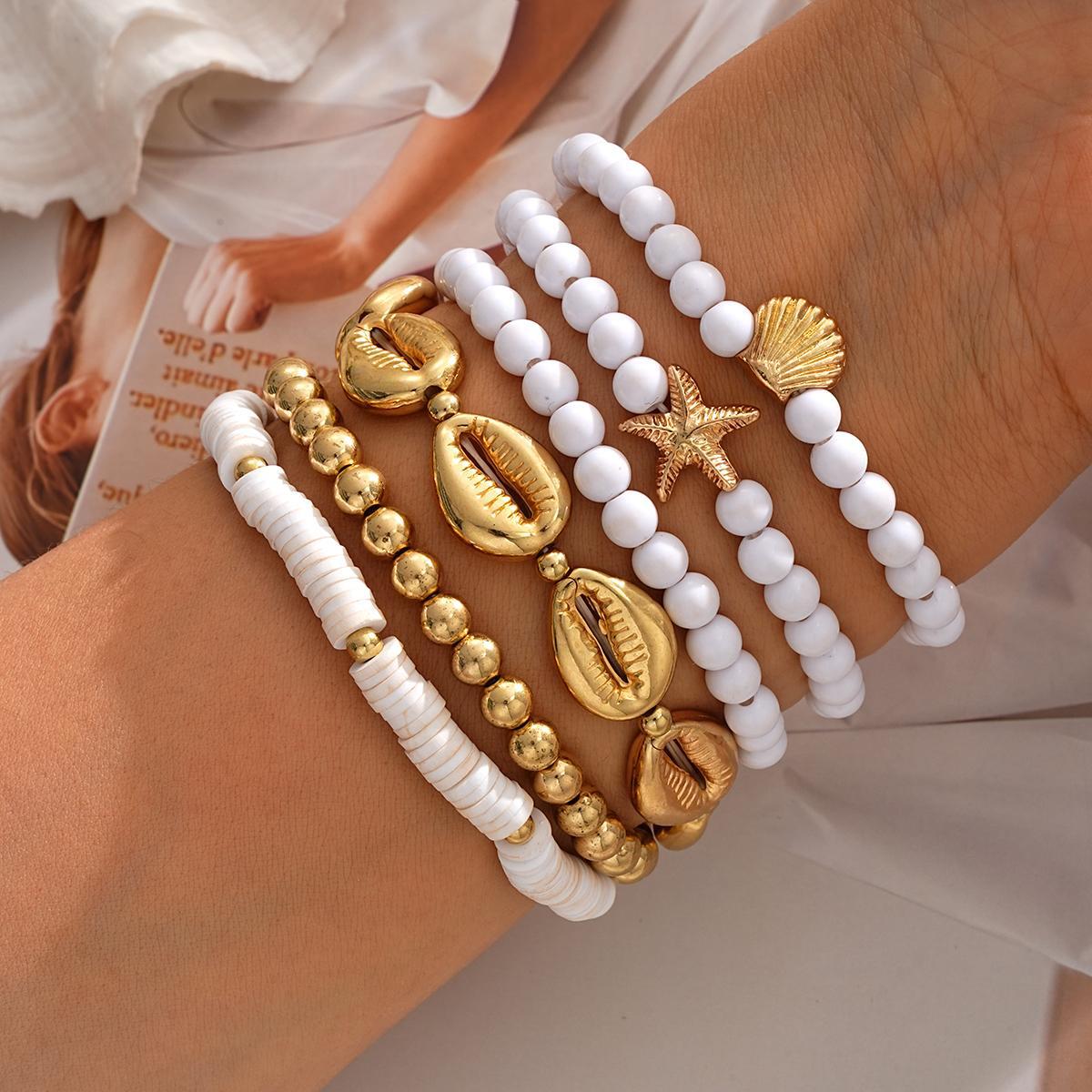 Starfish & Shell Beaded Bracelet Set