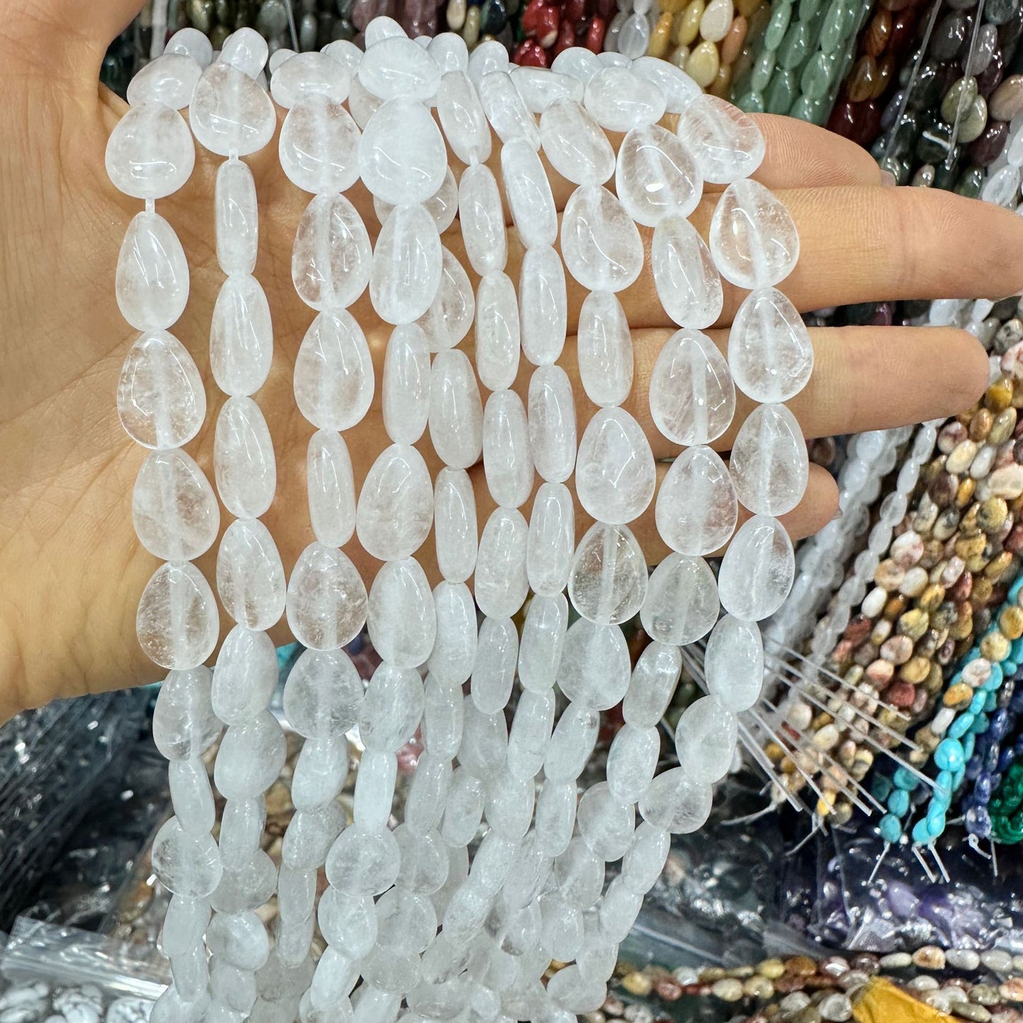 Crystal flat water drop 10*14MM 28pcs heterosexual loose beads